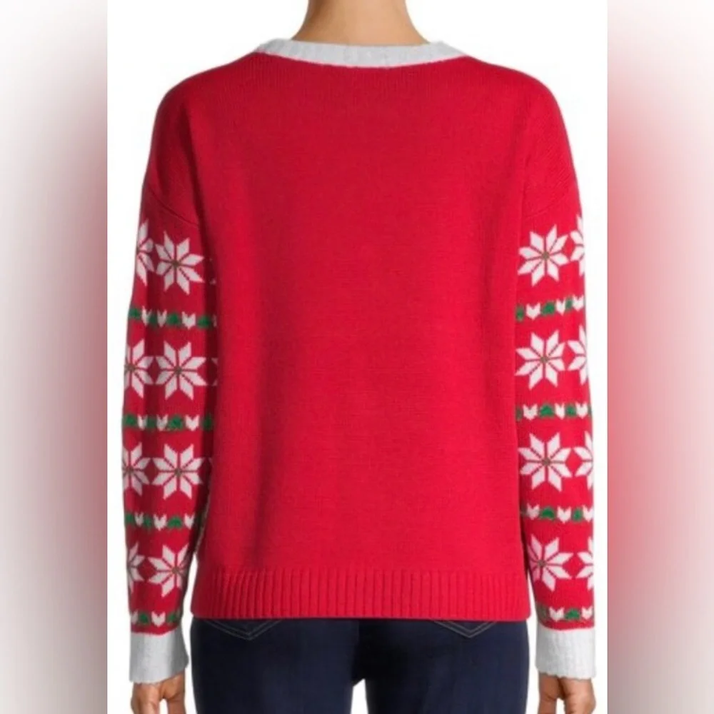Holiday Time Ugly Sweater Ice Skating Red,Green, Reindeer Design Large 12-14 - Picture 3 of 12